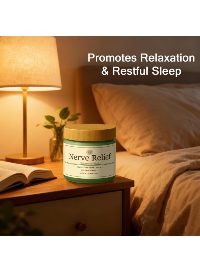Nerve Relief Magnesium Cream, Total Relief Magnesium Cream with Arnica and MSM for Muscle Relaxation, Soothing Relief & Relaxation, Deep Hydration(50G) - Image 3